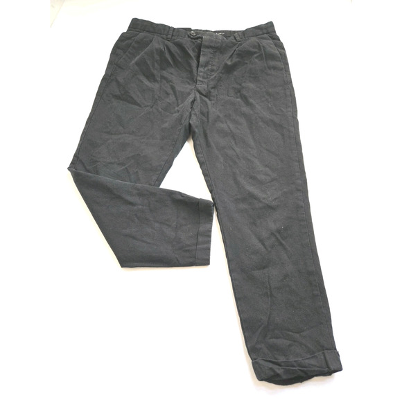 AllSaints Mens Tallis Pleated Trouser Cotton/Wool Black 32 Ankle Length - Picture 3 of 15